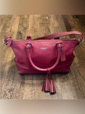 Coach Molly Red Leather Satchel Crossbody Bag Tassel 2012